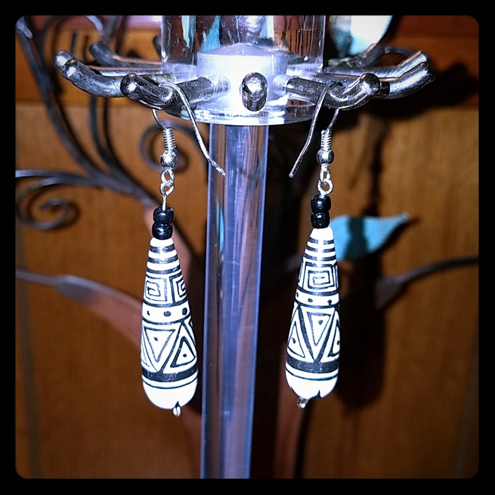 Vintage handmade tribal pottery earrings